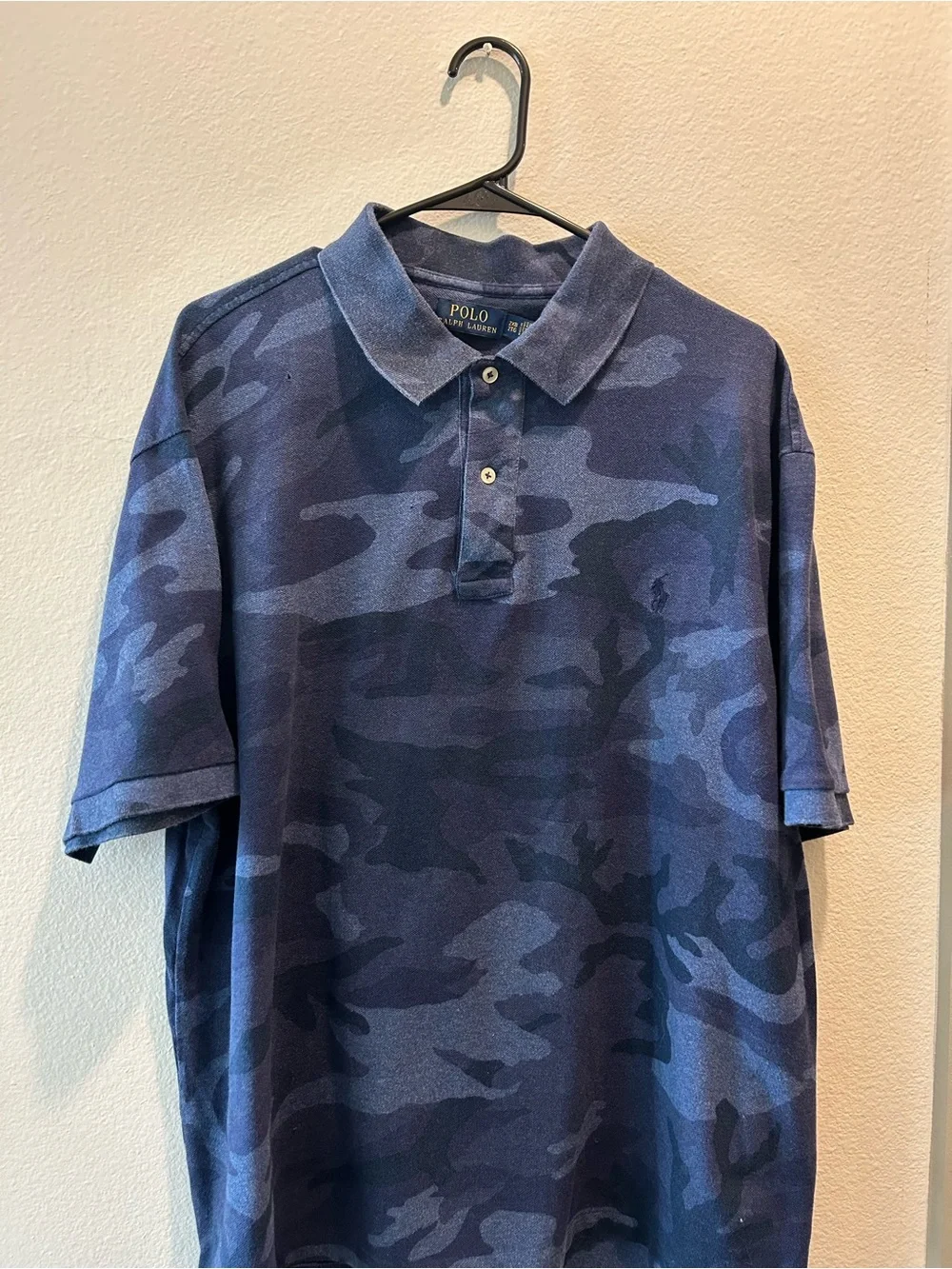 Polo by Ralph Lauren Navy Blue Camouflage Polo Shirt Size 2XB/2TB W/FLAWS